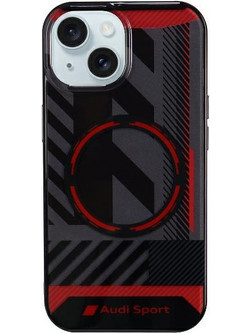 Audi IML Sport MagSafe Case iPhone 15 / 14 Plus Plus 6.7" black/black hardcase AU-IMLMIP15M-RSQ/D2-BK