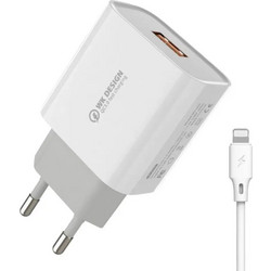 WK WP-U57 Φορτιστής με Καλώδιο Lightning με Θύρα USB-A Quick Charge 3.0 18W White