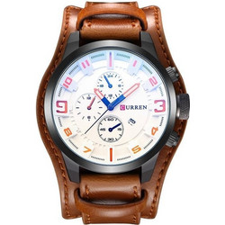 Curren Ανδρικό Ρολόι με Καφέ Δερμάτινο Λουράκι 8225 Brown/White