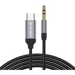 Techsuit - Premium Cable Adapter Fusexound (AC11) - Type-C To 3.5mm Jack, Hi-Fi Quality, Dac Chip, PVC, 0.5m - Gray