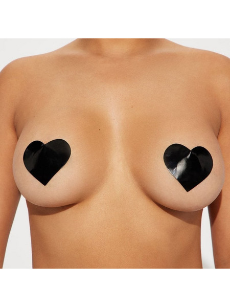Wild Love Vinyl Heart Nipple Cover Pasties Black