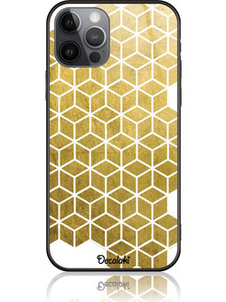 Gold Cubes Θήκη Κινητού Σχέδιο 50038 - iPhone, iPhone 12 Pro, Tempered Glass Case