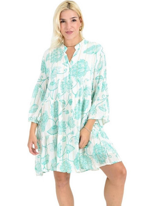 Κοντό Φόρεμα με Floral Print & Φαρδιά Μανίκια Βεραμάν 26689