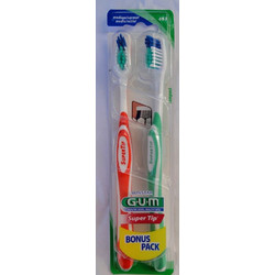 Gum 463 Super Tip Compact Medium Οδοντόβουρτσες 2τμχ Πράσινη Κόκκινη