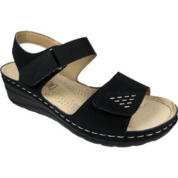 Antrin Γυναικεία Σανδάλια Suede Ανατομικά Μαύρα ESTIA-190