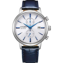 Citizen Eco-Drive Ανδρικό Ρολόι Χρονογράφος Solar με Μαύρο Δερμάτινο Λουράκι CA7069-16A