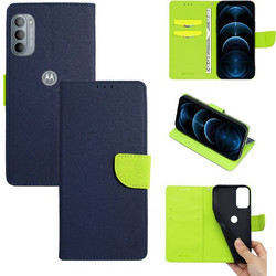 Sonique Trend Wallet Θήκη Σκούρο Μπλε / Λαχανί (Motorola Moto G31 4G / Moto G41 4G)