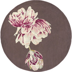 Ted Baker Tranquility Χειροποίητο Χαλί Στρογγυλό Μάλλινο 150cm 56005 Aubergine