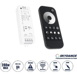 GLOBOSTAR(R) 73118 SKYDANCE V1+RT1 CORE Dimmer 1CH DC 5-36V 8A 288W Max IP20 - RF 2.4GHz Ασύρματο Χειριστήριο Αφής - Μ10xΠ3.5xΥ2cm