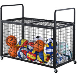 VEVOR Rolling Sports Ball Storage Cart, Κλουβί μπάσκετ που κλειδώνει με διπλά καπάκια, Organizer θήκη αθλητικού εξοπλισμού για εσωτερικούς χώρους, χαλύβδινη σχάρα αποθήκευσης για γκαράζ, παιδότοπο, γυ