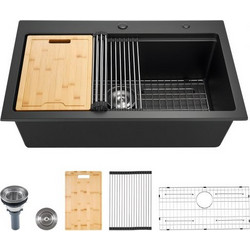 Vevor HGYCFSCTSPDCGKNV4001V0 Επικαθήμενος Νεροχύτης Γρανίτη Μαύρος