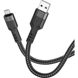 HOCO U110 USB σε Micro-USB 2.4A Καλώδιο Σύνδεσης Braided 1.2m BLACK