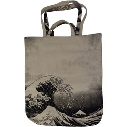 Τσάντα Tote Bag Καμβάς Με Τύπωμα Κύμα Μεγάλη 525752-1-Μπεζ