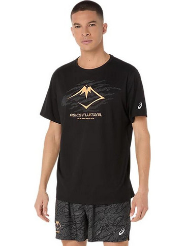 Asics FujiTRail Logo Ss Top Performance Black Σύμμικτο Regular Ανδρικά