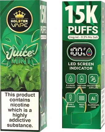 holster vape rico punch Holster Vape 15000 Puffs | Disposable Vape With LED & Airflow - MrShisha.gr main image 0