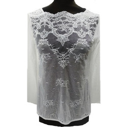 Γυναικείο Τοπ LUNA Narcissus Lace 34 sleeve - Λευκό