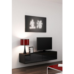 Cama Meble Έπιπλο Τηλεόρασης Black / Black Gloss 140x30x40cm Vigo 140 RTV VIGO140 c/c