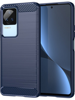 Carbon Case for Xiaomi Poco F4 5G flexible silicone carbon cover blue