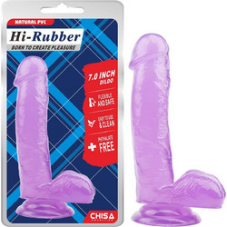 Chisa Novelties Hi Rubber 7" Ρεαλιστικό Dildo με Βεντούζα & Όρχεις 18cm Μωβ
