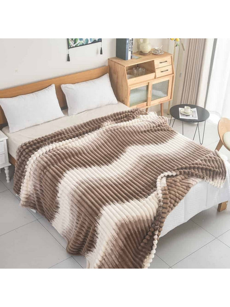 Κουβέρτα Fleece Μονή Δίχρωμη Ριγέ 160X220CM Σχέδιο 05