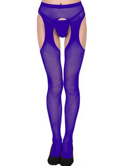 Hollow Net Tights Purple