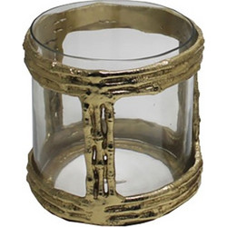 REED 14 ΚΗΡΟΠΗΓΙΟ 14x14x14cm ΑΛΟΥΜΙΝΙΟ ΧΡΥΣΟ ANTIQUE ΓΥΑΛΙ