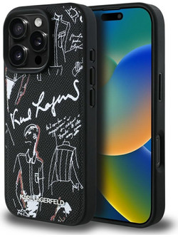 Karl Lagerfeld Grained Pattern & Logo MagSafe Θήκη Black (iPhone 16 Pro Max)