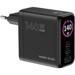 Mobile Origin Φορτιστής GaN με Θύρα USB-A και 2 Θύρες USB-C 140W Power Delivery PW21- Μαύρο