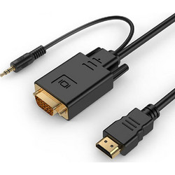 CABLEXPERT HDMI TO VGA AND AUDIO ADAPTER CABLE SINGLE PORT 1,8M BLACK
