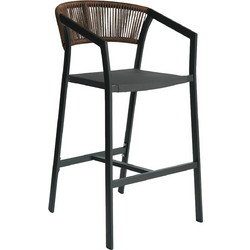 Σκαμπό Bar ArteLibre SANTORINI Μαύρο/Φυσικό Αλουμίνιο/Rattan 55x56x99cm