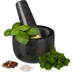 Γουδί με Γουδοχέρι Relaxdays Small Granite Mortar with Pestle Σετ από Φυσικό Γρανίτη 6 x 8.5 cm - Grey (10029948)