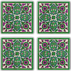 Σουβέρ (Σετ 4Τμχ) 366TYR1104 10x10x1cm Multi-Green Hermia Πέτρα
