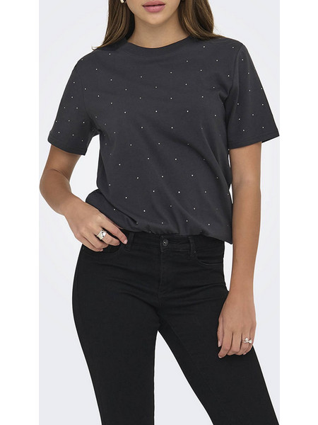 ONLY ONLMONJA S/S STUDS TEE JRS 15340939-PhantomSTUDS JetBlack