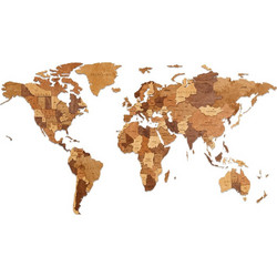 Wood World Map Choco World Large - Ξύλινος χάρτης τοίχου 192 x 105 cm
