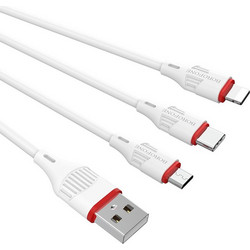 Καλώδιο Φόρτισης 3 Σε 1 Lightning / Micro-USB / Type-C 1m Borofone BX17 Enjoy - ΛΕΥΚΟ