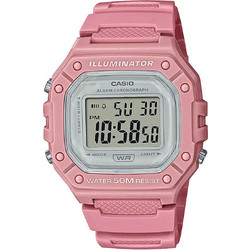 Casio Vintage Ψηφιακό Ανδρικό Ρολόι Χρονογράφος με Ροζ Καουτσούκ Λουράκι W-218HC-4AVEF