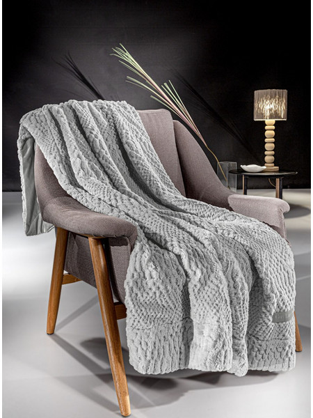 Guy Laroche Ριχτάρι Τριθέσιου Καναπέ 170x300 Crusty Silver με Μαξιλαροθήκη