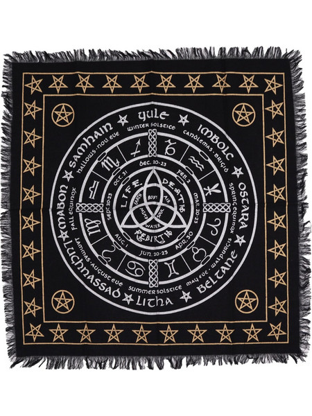 Esoteric Fringed Altar Cloth - Life Death Rebirth