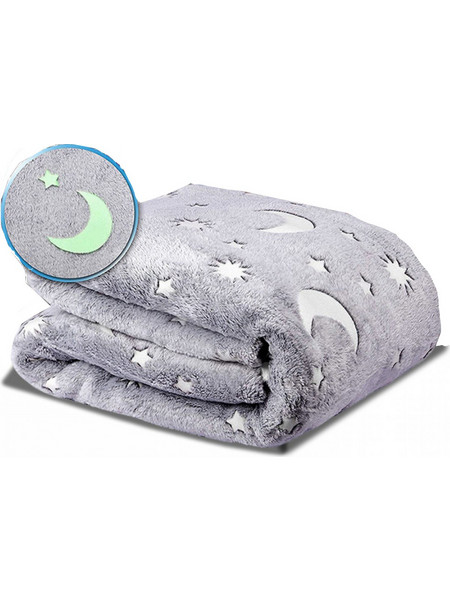 Παιδική Κουβέρτα Fleece που Φωσφορίζει 150x120cm με Λαμπερά Φωσφορίζοντα Σχέδια - Childrens Glow Blanket - Γκρι