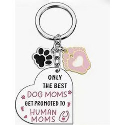 Μπρελόκ Dog Mom To Human Mom Διάμ. 3cm,Καρδιά:3.9x3.4cm