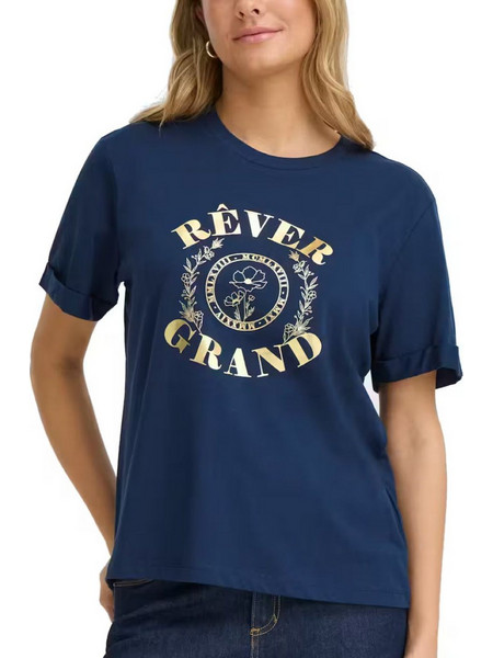 FRANSA Γυναικείο μπλέ κοντομάνικο T-shirt 20617490-900004688