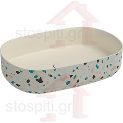 Isvea Infinity Countertop Terrazzo Επικαθήμενος Νιπτήρας Μπάνιου Οβάλ Πορσελάνης 55x36cm Μπεζ 10NF65055-2K-TRZ