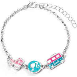 Carat Shop Barbie - Charm Bracelet with Three Enamelled Fun Charms - Silhouette, Skate, & Camper Van (BMCB0009)