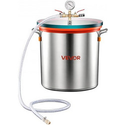 VEVOR 34.1 L Θάλαμος Κενού, Ανοξείδωτο Ατσάλι, Θάλαμος Αποσυμπίεσης Κενού με Θερμομονωμένο Γυάλινο Καπάκι, Σωλήνα, Φίλτρο Αέρα, Ιδανικό για Ρητίνη, Σταθεροποίηση Ξύλου, Αποσυμπίεση Σιλικόνης, Εποξυδικ