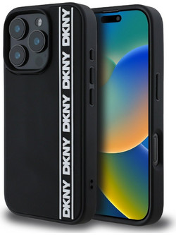 DKNY 3D Rubber Repeat Logo Line Back Cover Black (iPhone 16 Pro Max)