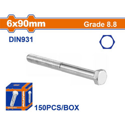 Wadfow WXSP51GB Βίδα Εξάγωνη Γαλβανιζέ DIN 931 με Διάμετρο M6 και Μήκος 90mm 150τμχ