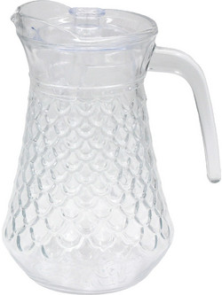 Κανάτα γυάλινη 1400 ml 16Χ13Χ20 εκ. με ανάγλυφο σχέδιο και πλαστικό καπάκι