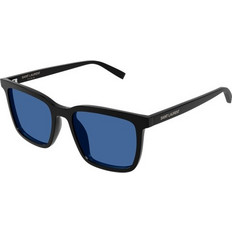 Saint Laurent SL500 007 Ανδρικά Γυαλιά Ηλίου Τετράγωνα Κοκάλινα Μαύρα με Μπλε Φακό
