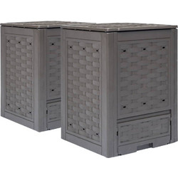 vidaXL Κομποστοποιητές 2 τεμ. Καφέ 60x60x83 εκ. Πλαστικό Ρατάν - 600 l