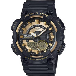 Casio Ανδρικό Ρολόι Χρονογράφος με Μαύρο Καουτσούκ Λουράκι AEQ-110BW-9AV